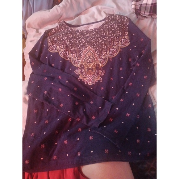 Talbots Womens The Talbots Tee Shirt Size XL Tree Print Cotton Long Sleeve Round - Picture 1 of 2